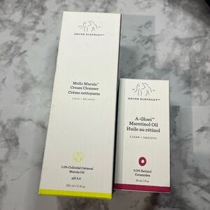 Drunk Elephant Mello Marula Cream Cleanser and A-Gloei Oil - White and Yellow